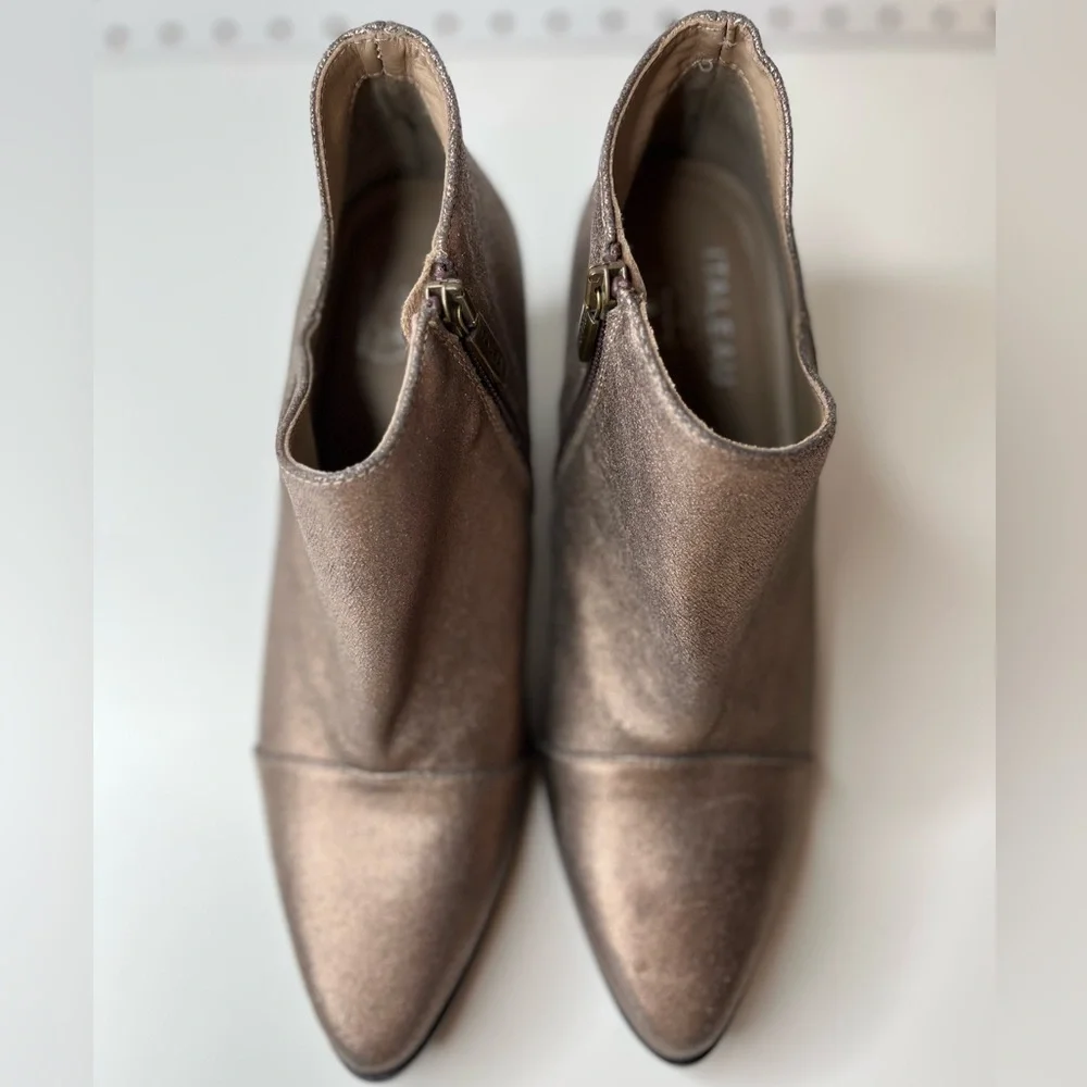 Italeau Marisa Booties EU 39 US 8.5 Gold Leather Waterproof Block Heel Metallic - Picture 15 of 16